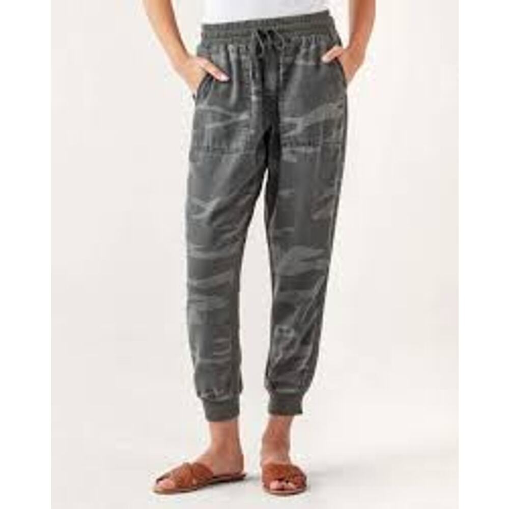 Splendid High Rise Lakeside Camo Joggers Green Small